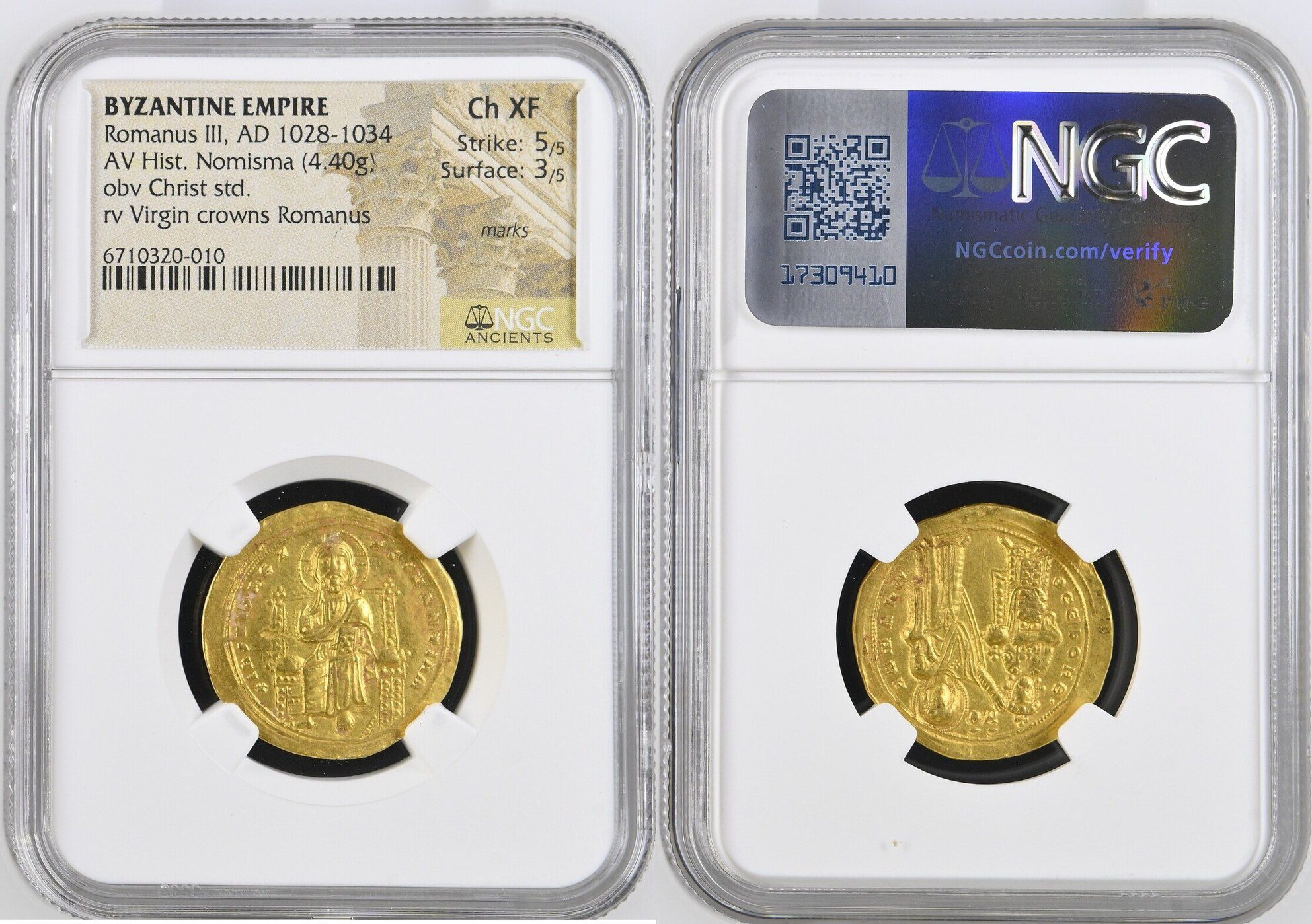 ROMANUS III, 1028-1034. AV Histamenon Nomisma (4.40 gms), Constantinople Mint. NGC Ch EF,
