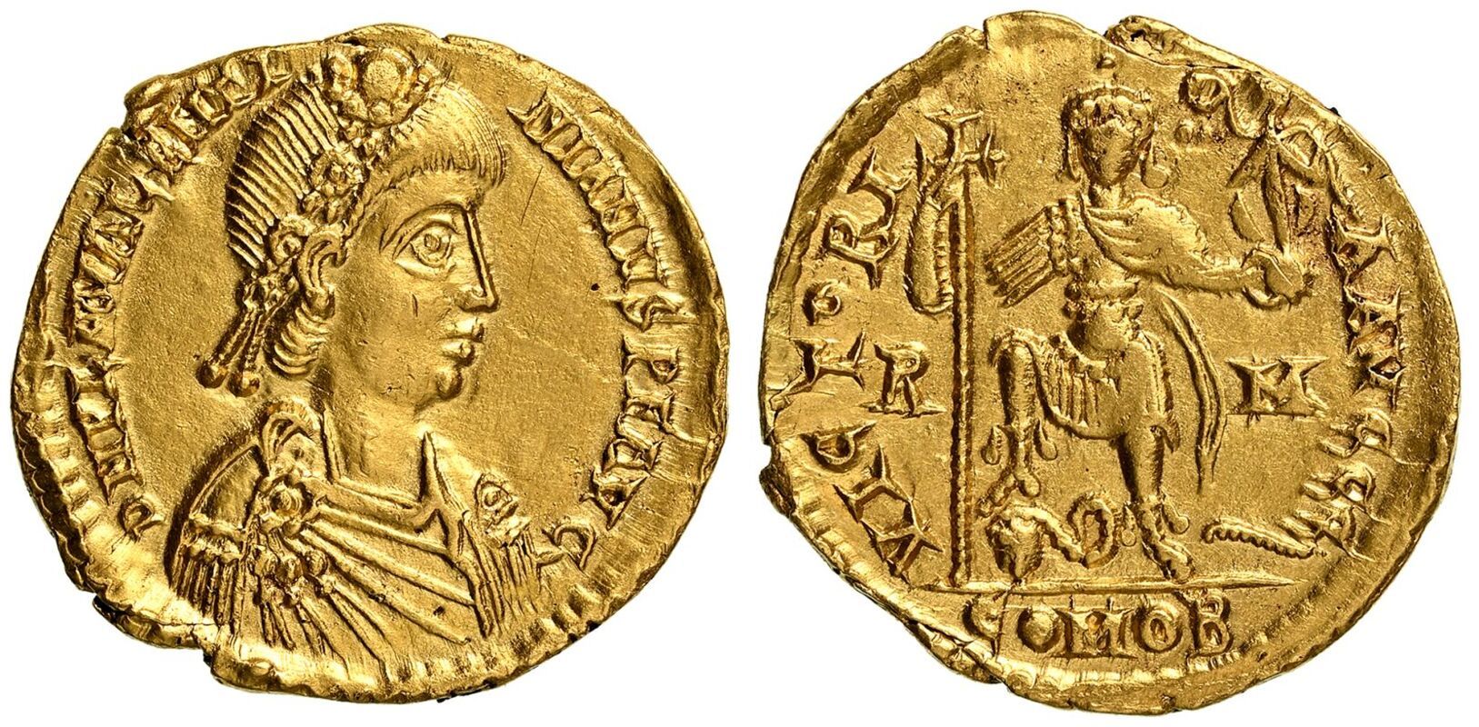 ROMAN EMPIRE. Valentinian III. Gold Solidus, AD 425-426. Rome. - Image 2