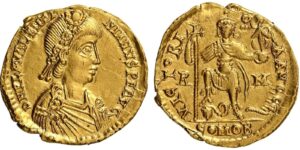 ROMAN EMPIRE. Valentinian III. Gold Solidus, AD 425-426. Rome.